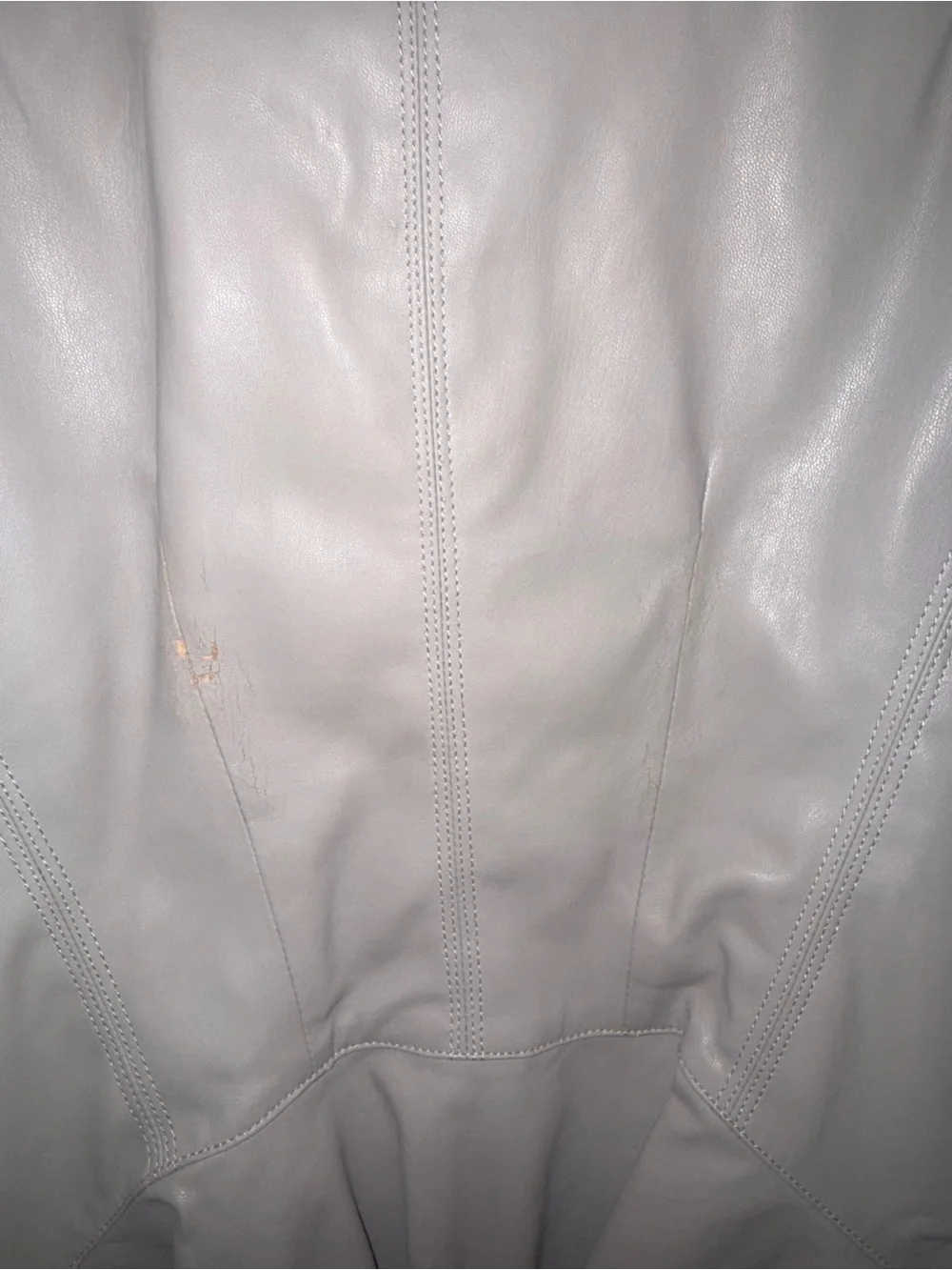 Light Gray Leather Zip-Front Jacket
